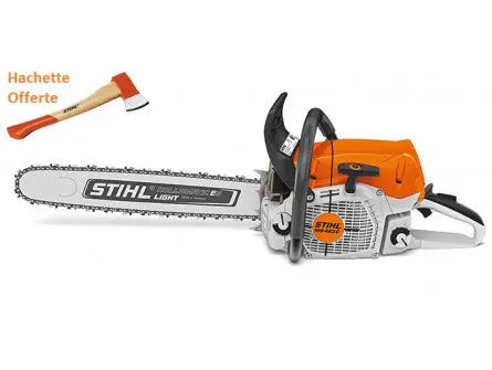 TRONÇONNEUSE STIHL MS 462 C-M AVEC 2 CHAINES D'ORIGINE ET UNE HACHETTE DE BUCHERON STIHL AX6 Lomibois